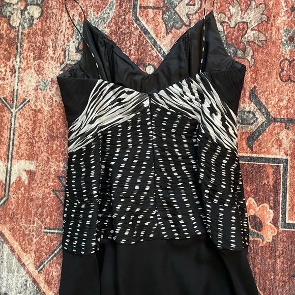 VTG 100% SILK Formal Elegant Black and White Women's Dress - Picture 8 of 12